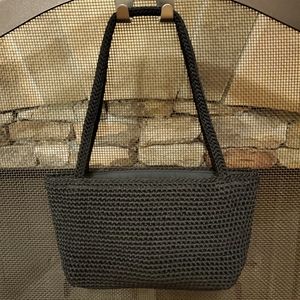 The Sak Mini Black Crochet Woven Bag